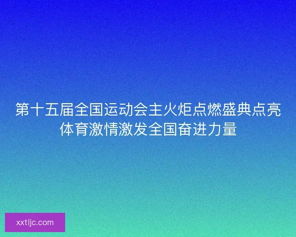 第十五届全国运动会主火炬点燃盛典点亮体育激情激发全国奋进力量
